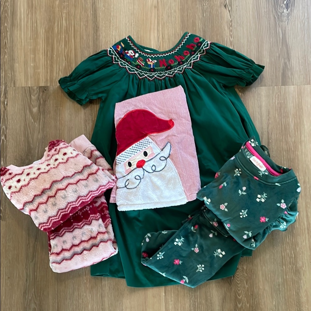 2T Toddler Holiday Dresses and Pajamas Bundle